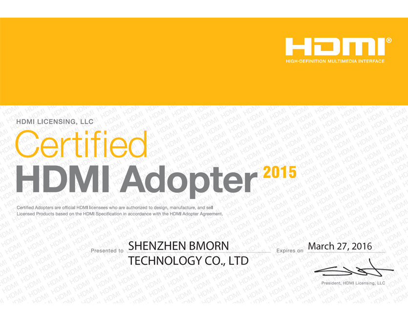 HDMI 证书